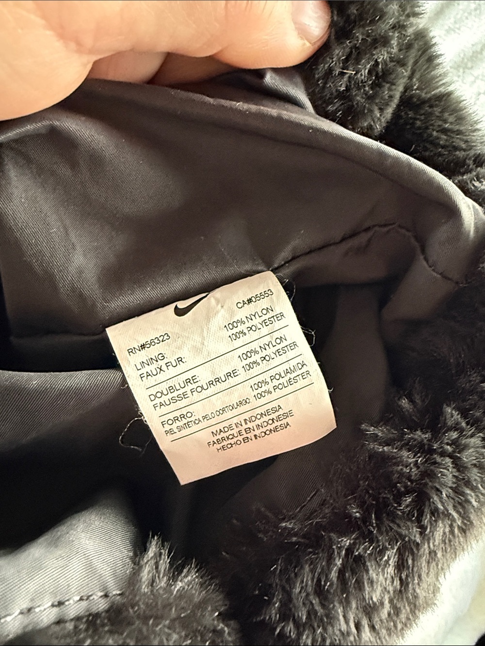 Nike Black Faux Fur Lined purse with Satin Interior - Picture 5 of 5